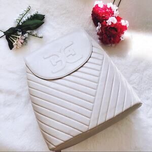 Sam Edelman Ivory Quilted Faux Leather Backpack